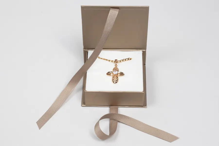 2-3/4L x 2-3/4W x 1H, Deluxe Ribbon Jewelry Boxes, Matte Champagne