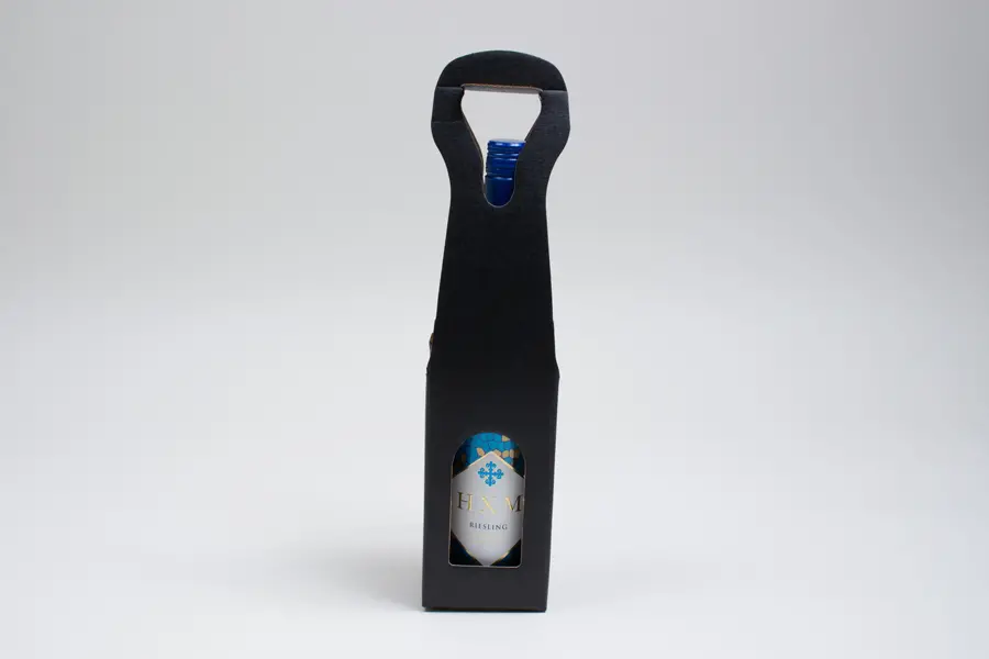 3-1/2W x 3-1/2L x 15H, Wine Bottle Carrier, Nero Black