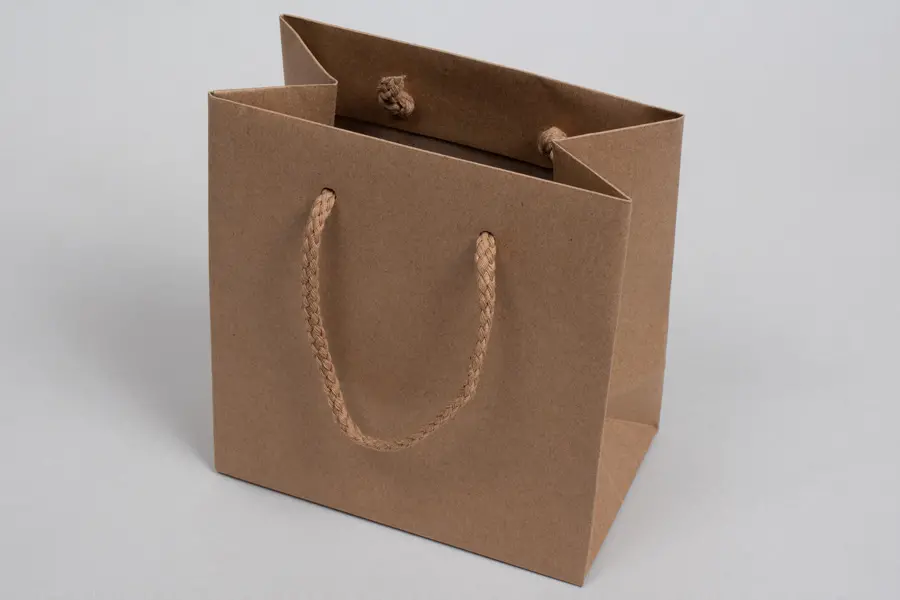 6W x 3-1/2D x 6-1/2H, Kraft Eurotote Bags with Rope Handles