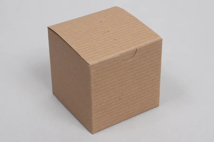 3L x 3W x 3H, Ohio Valley Natural Kraft Pinstripe Tuck-Top Gift Boxes