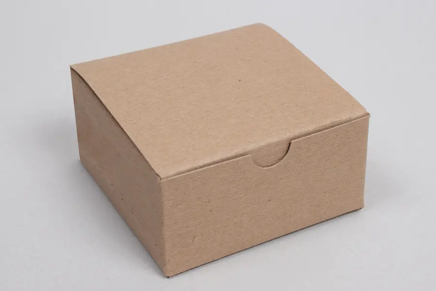 4L x 4W x 2H, Ohio Valley Natural Kraft Pinstripe Tuck-Top Gift Boxes