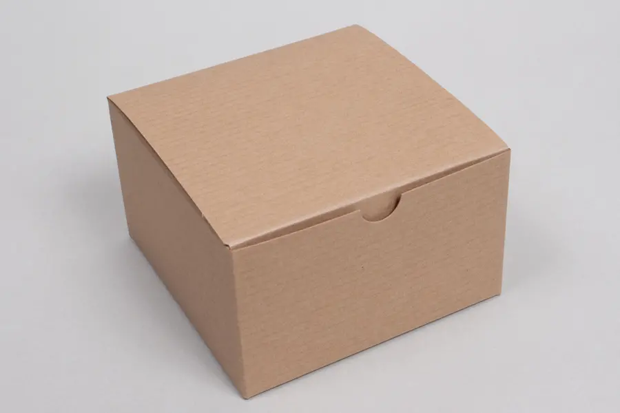 5L x 5W x 3H, Ohio Valley Natural Kraft Pinstripe Tuck-Top Gift Boxes