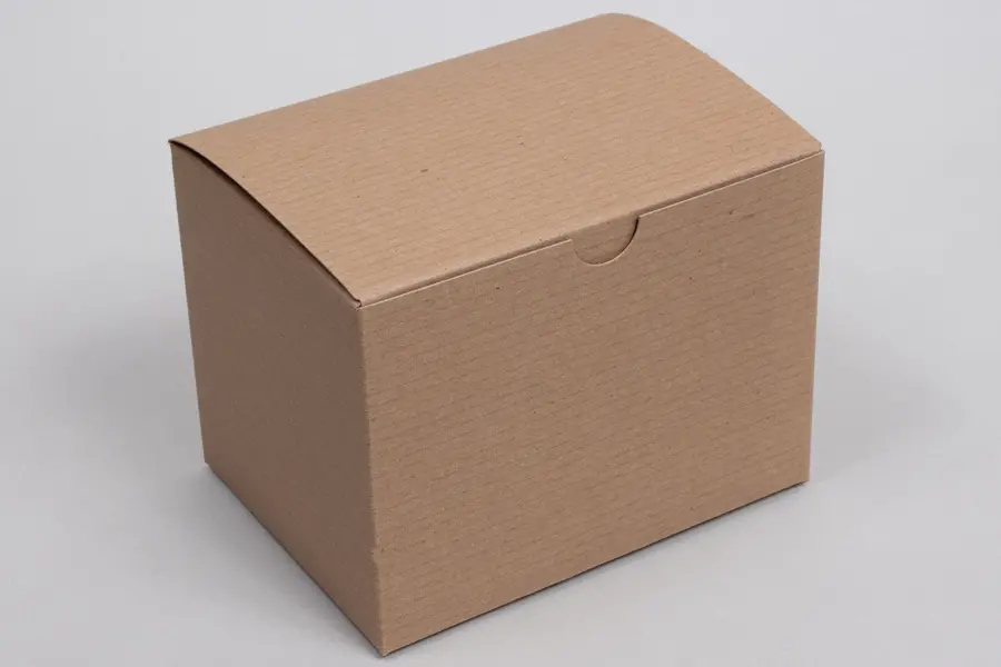 4-1/2L x 6W x 4-1/2H, Ohio Valley Natural Kraft Pinstripe Tuck-Top Gift Boxes