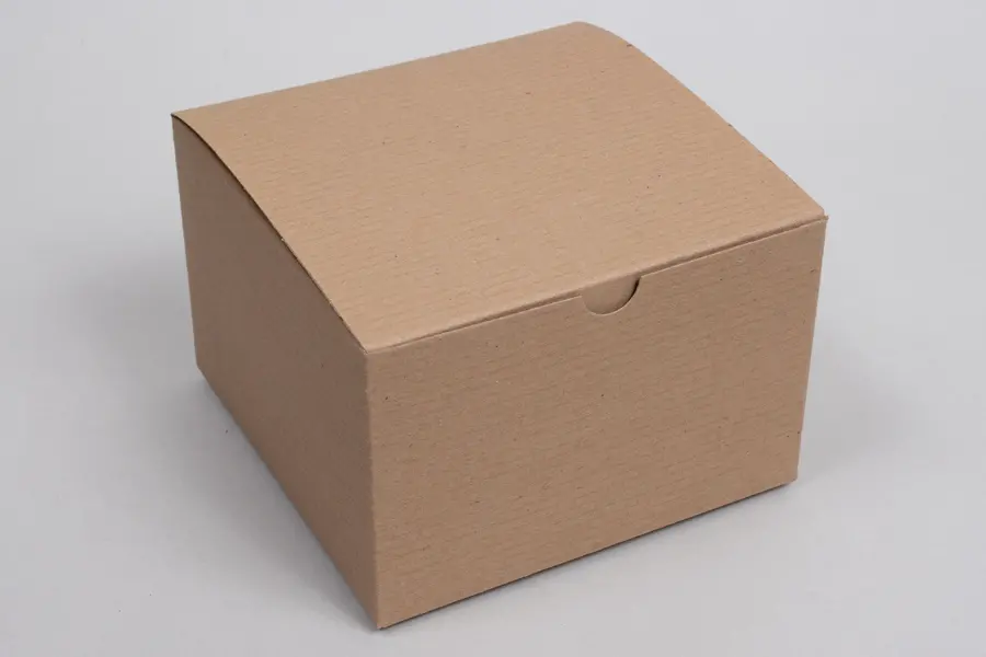 6L x 6W x 4H, Ohio Valley Natural Kraft Pinstripe Tuck-Top Gift Boxes