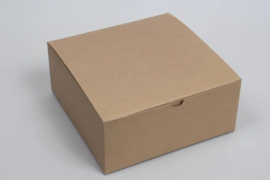 8L x 8W x 3-1/2H, Ohio Valley Natural Kraft Pinstripe Tuck-Top Gift Boxes
