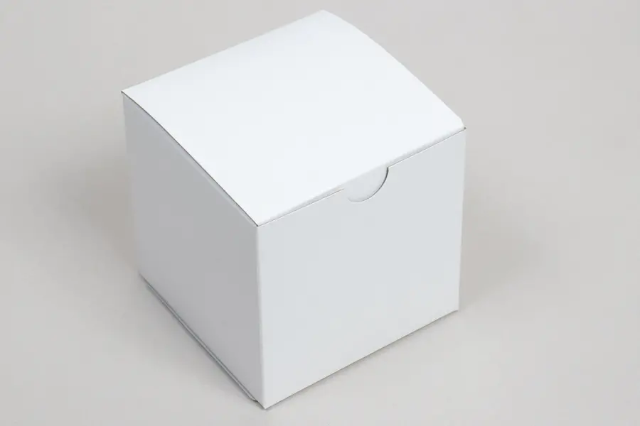 4L x 4W x 4H, Ohio Valley Natural White Gloss Tuck-Top Gift Boxes