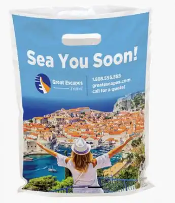 12W x 16L, Quick Print 100+ Full Color Die Cut White Bags