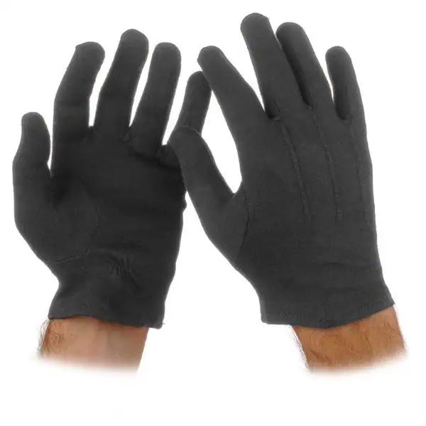 Cotton Slip On Gloves, Black, Large