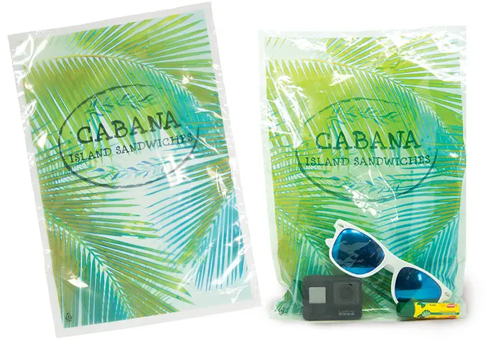 9W X 12L X 2D, QUICK PRINT 100+ FULL COLOR DIE CUT CLEAR BAGS