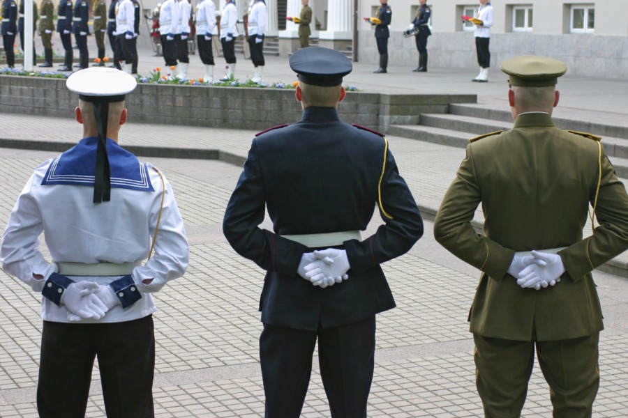 Ceremonial military gloves worn at a formal event