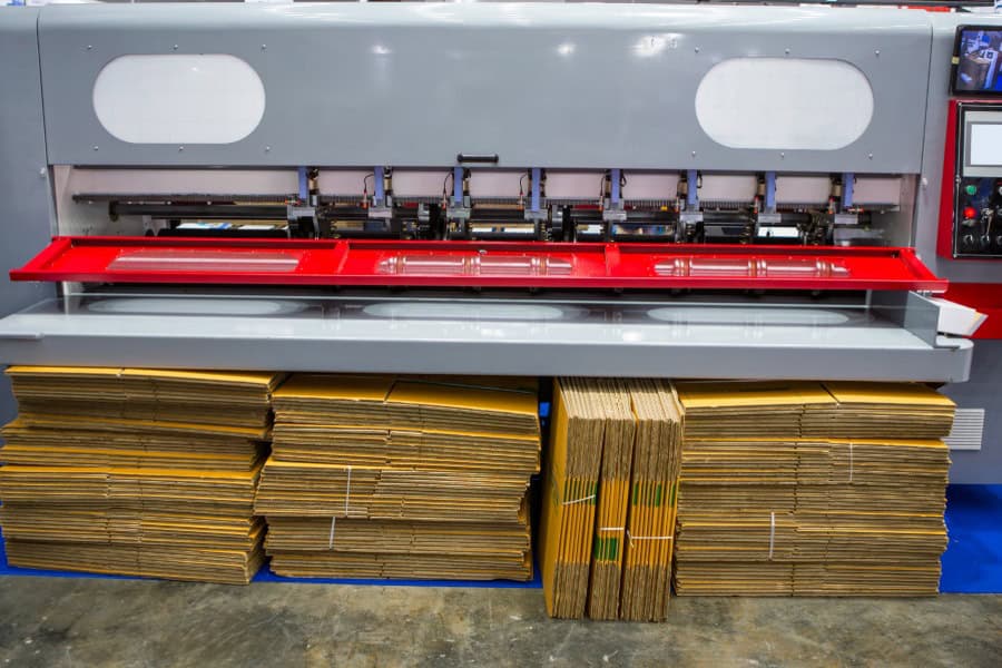 Baler machine compressing cardboard