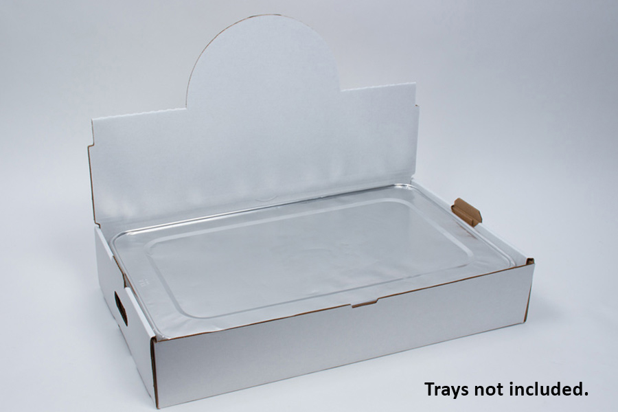 13-3/8W x 21-1/2L x 4H, Catering Trays and Lids, Kraft/White
