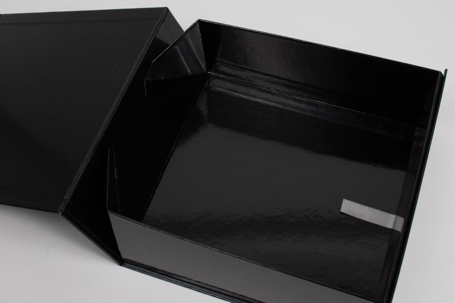 4-1/8L x 4W x 2H, Glossy Magnetic Gift Boxes, Black Gloss
