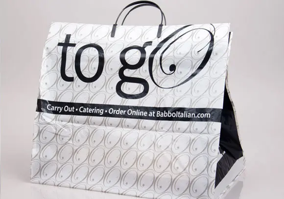 custom plastic takeout bag for restaurant