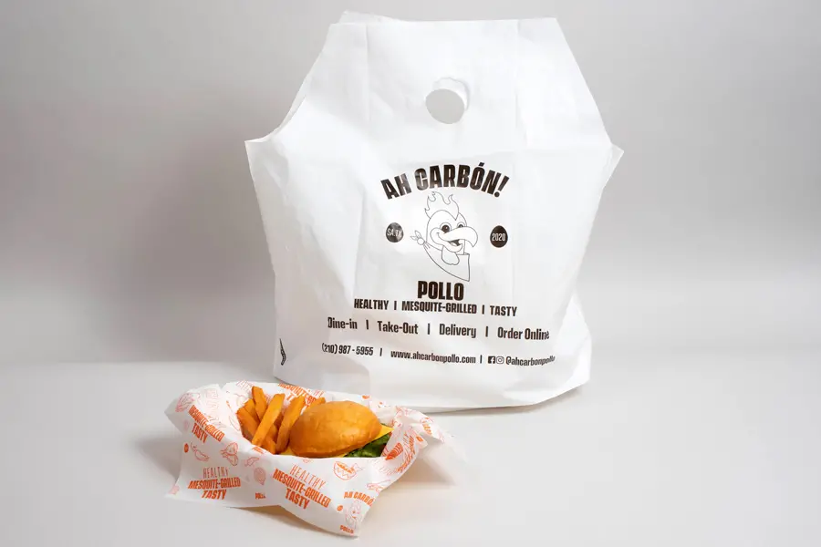Custom printed plastic takeout bag