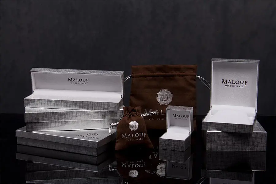 Custom Printed Luxury Jewelery Boxes and Pouches - Malouf