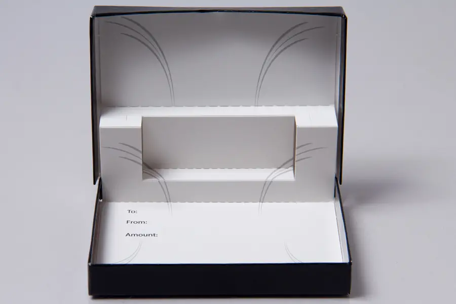 4-5/8L x 3-3/8W x 5/8H, Pop-Up Gift Card Boxes, Black Ice