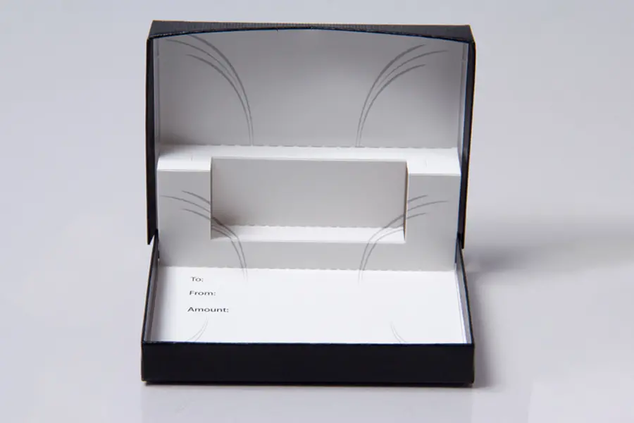 4-5/8L x 3-3/8W x 5/8H, Pop-Up Gift Card Boxes, Black Rib