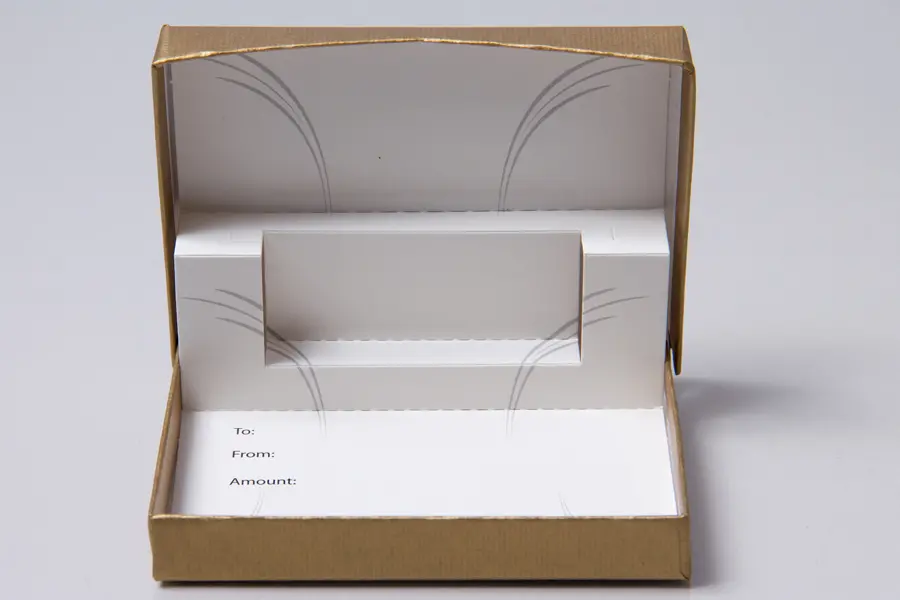 4-5/8L x 3-3/8W x 5/8H, Pop-Up Gift Card Boxes, Gold Rib