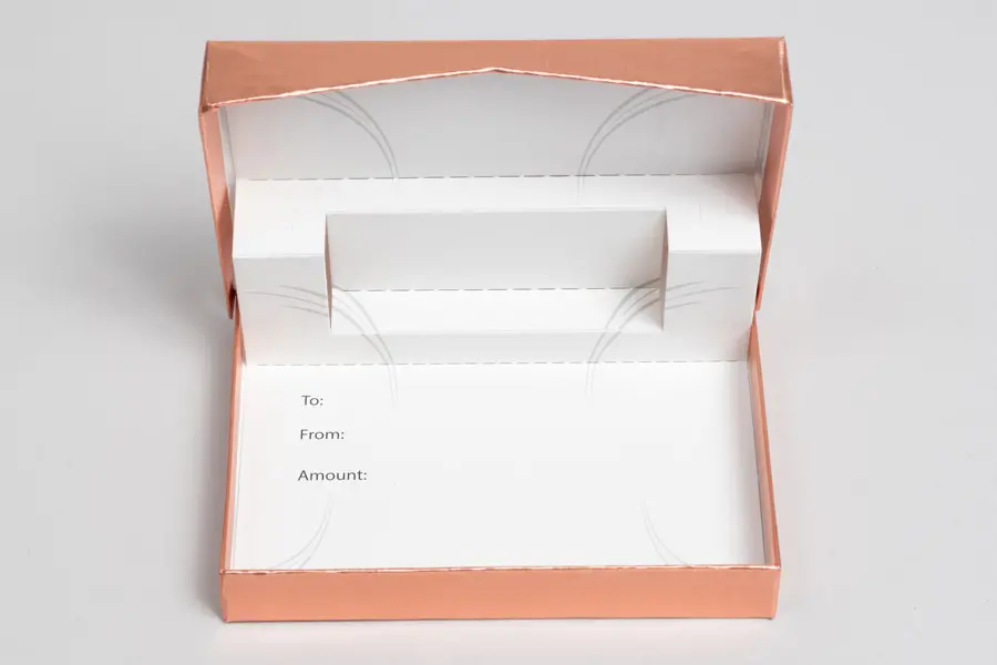 4-5/8L x 3-3/8W x 5/8H, Pop-Up Gift Card Boxes, Brushed Rose Gold