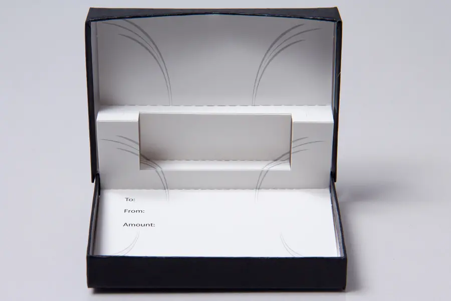4-5/8L x 3-3/8W x 5/8H, Pop-Up Gift Card Boxes, Black Matte