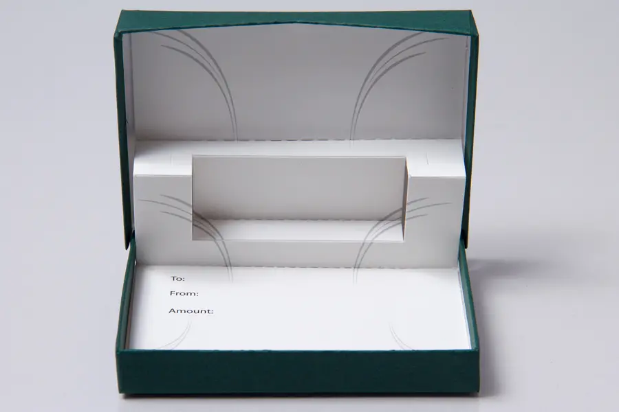 4-5/8L x 3-3/8W x 5/8H, Pop-Up Gift Card Boxes, Forest Green Matte