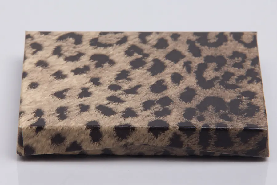 4-5/8L x 3-3/8W x 5/8H, Flip-Boxes Gift Card Boxes - Plastic Insert, Leopard Print