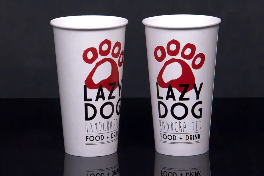 Custom Ink Printed Take-out Cups - Lazy Dog Cafe