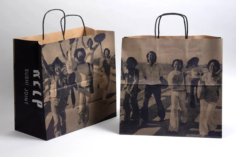 Custom Printed Paper Take-out Shopping Bags - Kelp Sushi