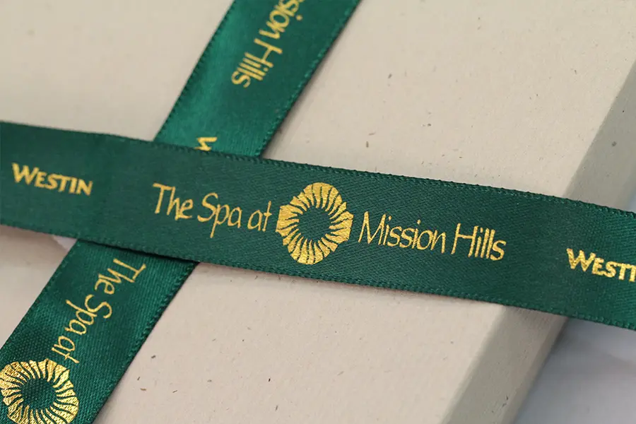 Custom Hot Stamped Satin Ribbon - Spa at Westin
