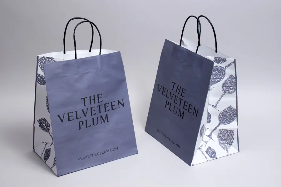 Custom Printed Paper Shopping Bags - Velveteen Plum