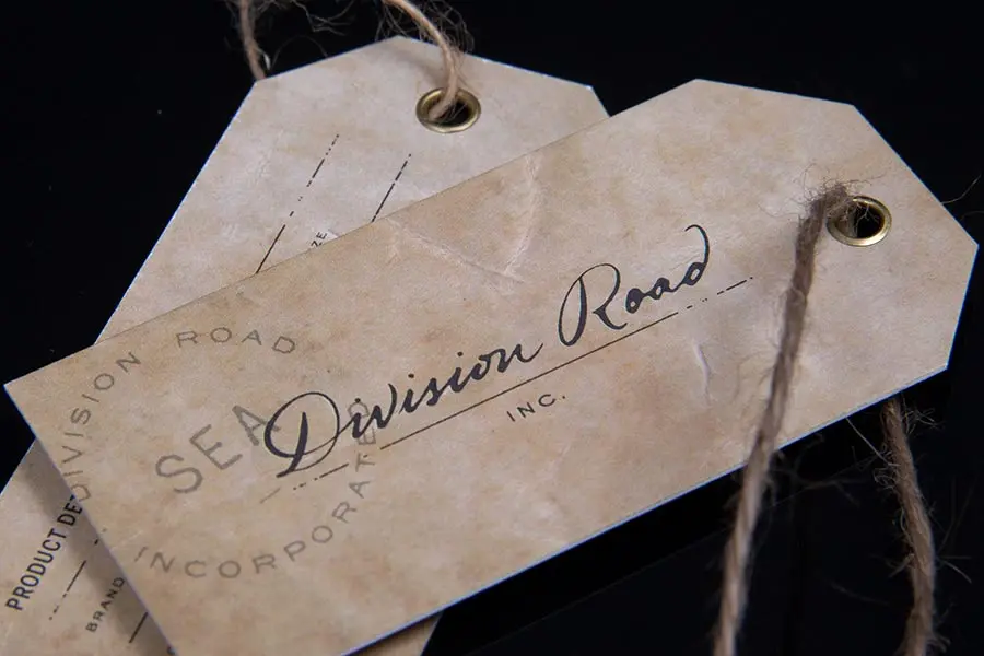 Custom Printed Hangtags with Jute String - Division Road