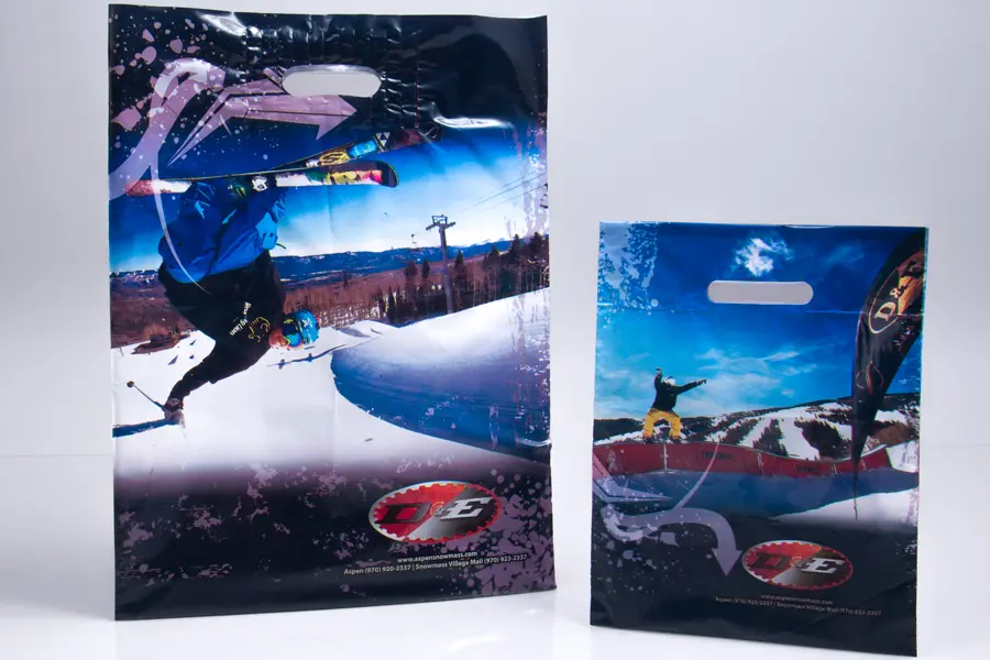 Custom 4 Color Process Printed Plastic Merchandise Bag - D and E