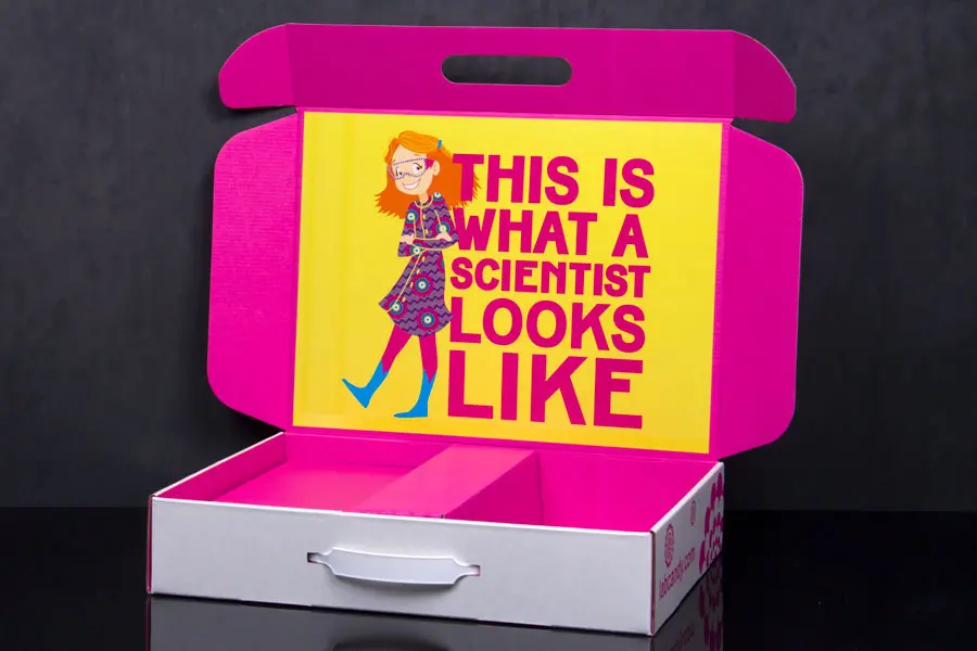 Custom Ink Printed Corrugated Shipping Box with Plastic Handle - Lab Candy