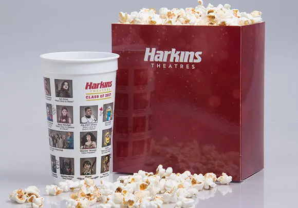 custom movie theater popcorn bag and soda cup