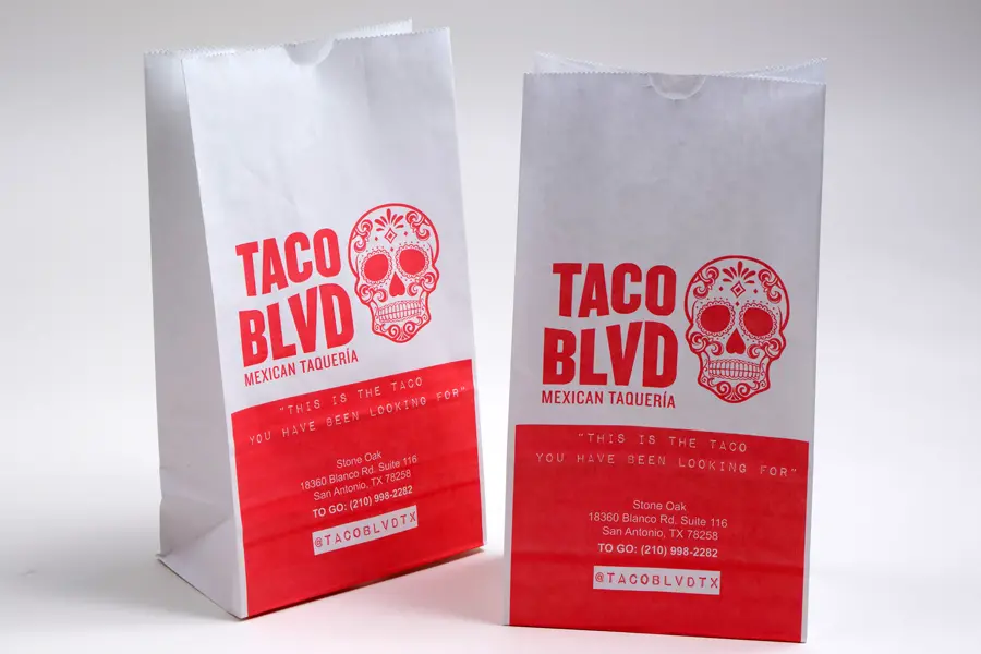 Custom Printed Printed Paper SOS Bags - Taco Blvd