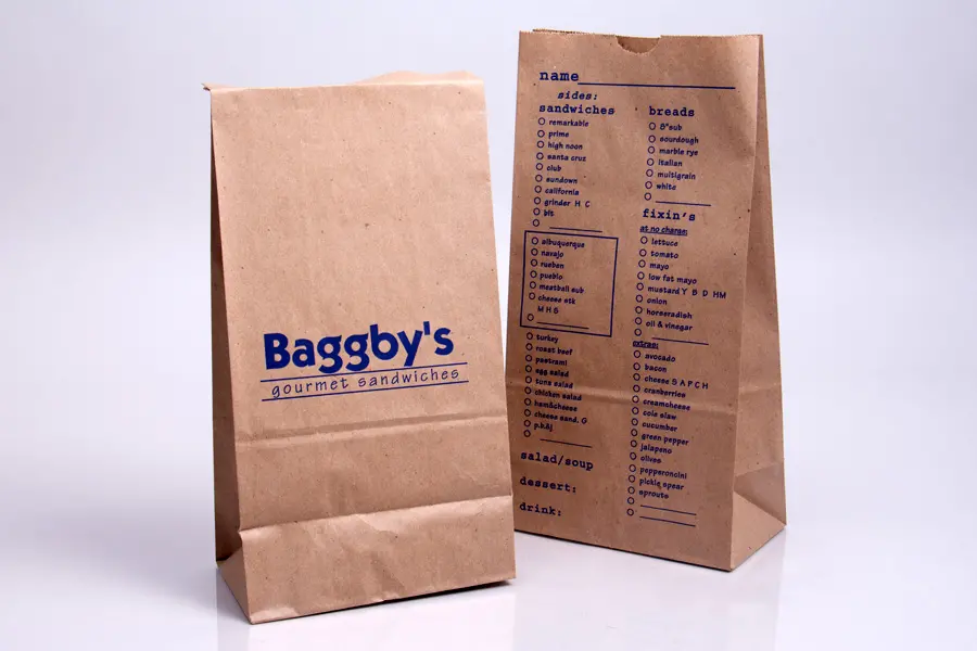 Custom Ink Printed Printed Paper SOS takeout Deli Bags- Baggbys
