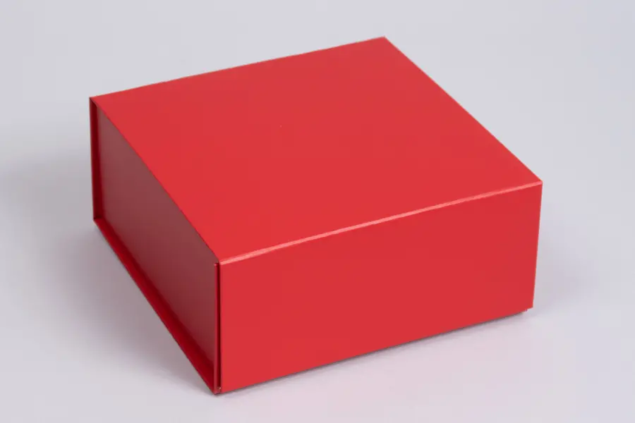6L x 6W x 2-3/4H, Scratch Resistant Matte Finish Magnetic Boxes, Matte Red