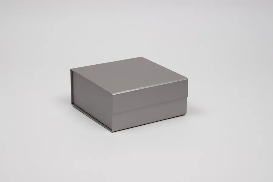 6L x 6W x 2-3/4H, Scratch Resistant Matte Finish Magnetic Boxes, Silver Matte