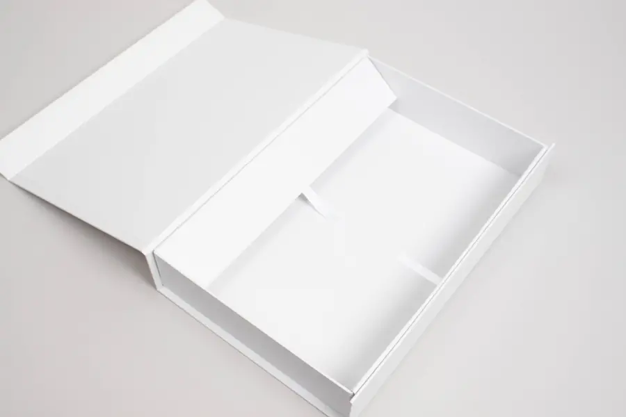 11-13/32L x 7-1/2W x 2H, Vogue Series 7 Panel Matte Magnetic Boxes, Matte White