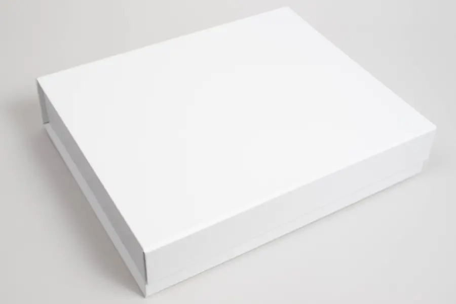 13-7/8L x 11-13/32W x 2-4/5H, Vogue Series 7 Panel Matte Apparel Magnetic Boxes, Matte White