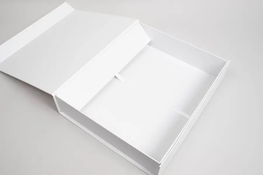 13-7/8L x 11-13/32W x 2-4/5H, Vogue Series 7 Panel Matte Apparel Magnetic Boxes, Matte White