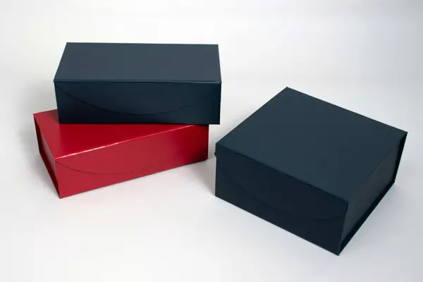 Magnetic Navy Leatherette Curved Flap Boxes