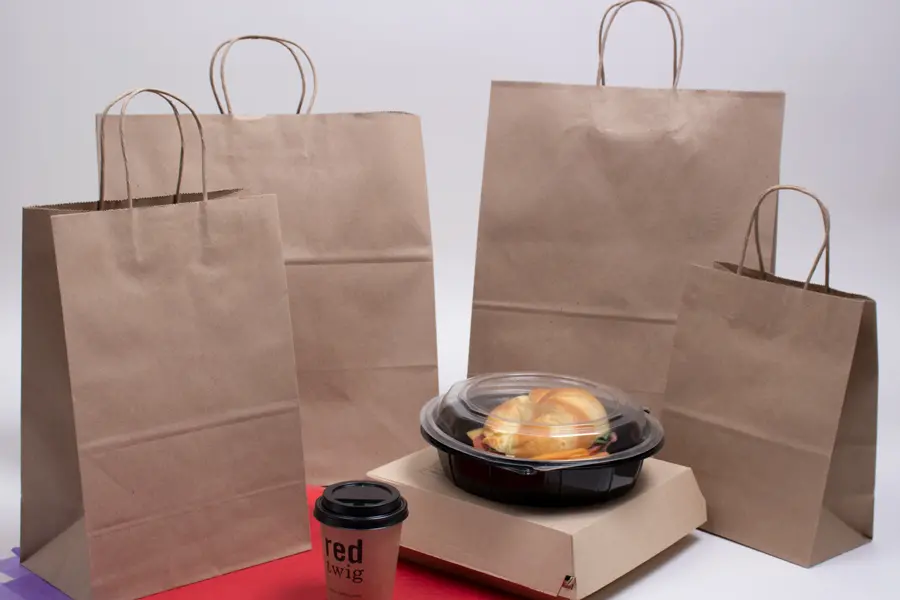 Paper EcoPlus Takeout Bags - Natural & White