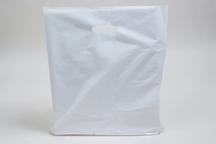 18W x 4D x 18H, Super Gloss Plastic Bags, White