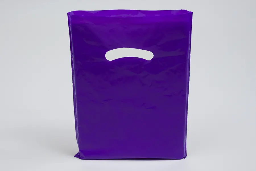 9W x 12H, Super Gloss Plastic Bags, Purple