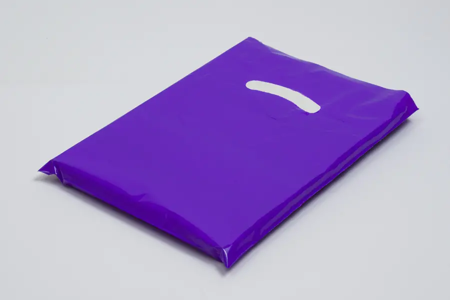 9W x 12H, Super Gloss Plastic Bags, Purple