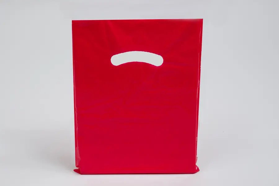 9W x 12H, Super Gloss Plastic Bags, Red