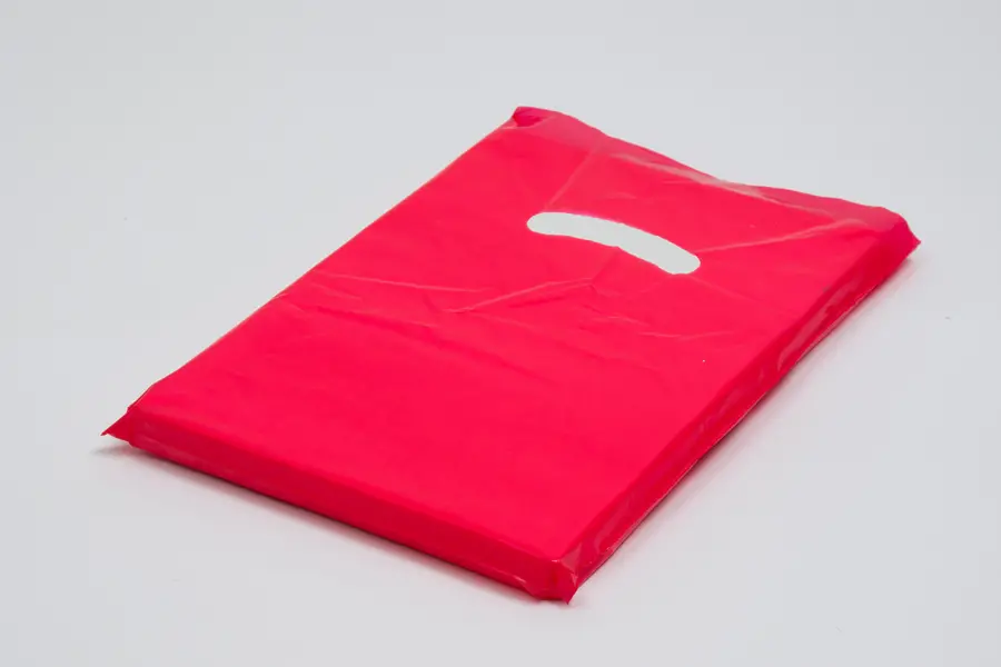 9W x 12H, Super Gloss Plastic Bags, Red