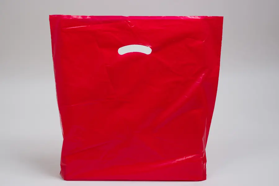 18W x 4D x 18H, Super Gloss Plastic Bags, Red